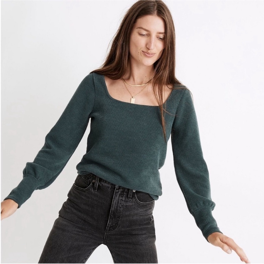 Madewell Dark Green Scoop Neck Sweater